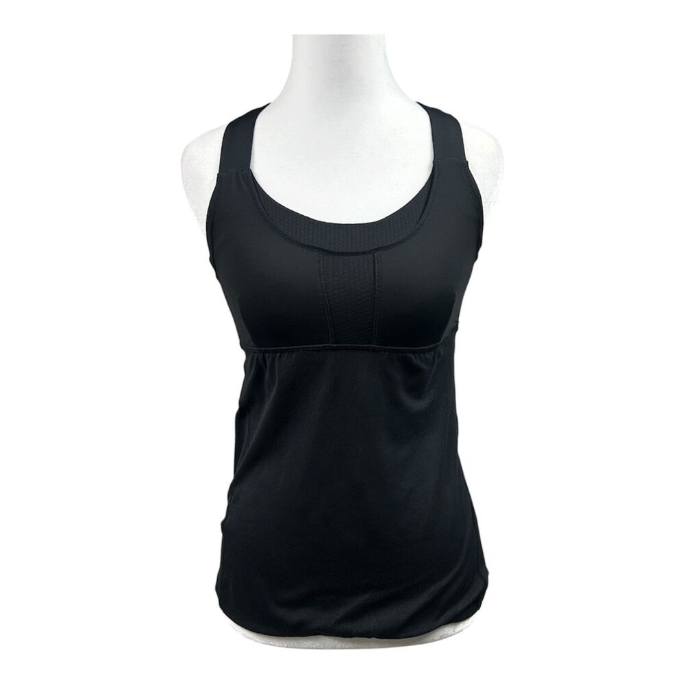 Lululemon My Heart Races Run Stuff Your Bra Black Workout Top Sz 4 Black